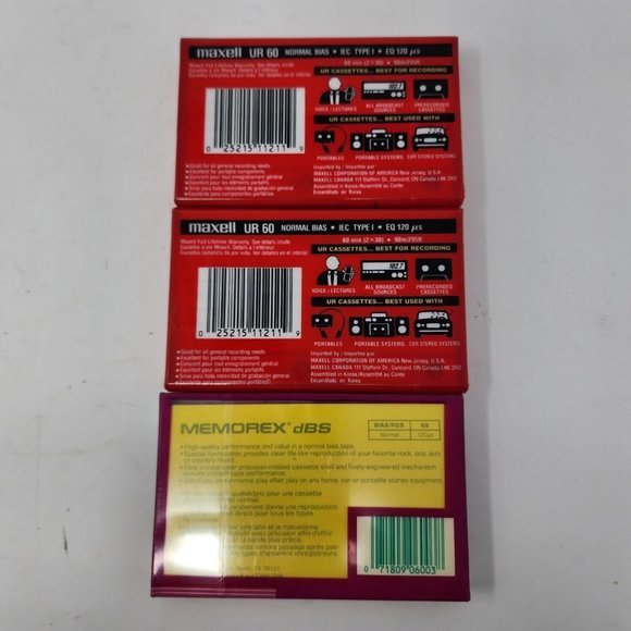 Lot Of Maxell UR 60 Normal Bias Type I 60min Audio Cassette And Memorex DBS 60 - Picture 2 of 4